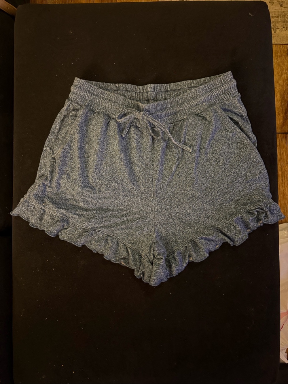 Posh Peanut Women's Ruffle Hem Knit Lounge Shorts - Heather Blue